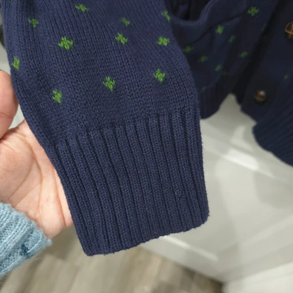 MERONA Fisherman Shawl Collar Navy Green Knit Cardigan Rowing Oar Nautical, L - Picture 9 of 11